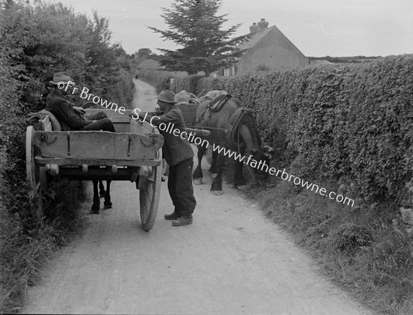 FARMERS CHAT HORSE AND CART